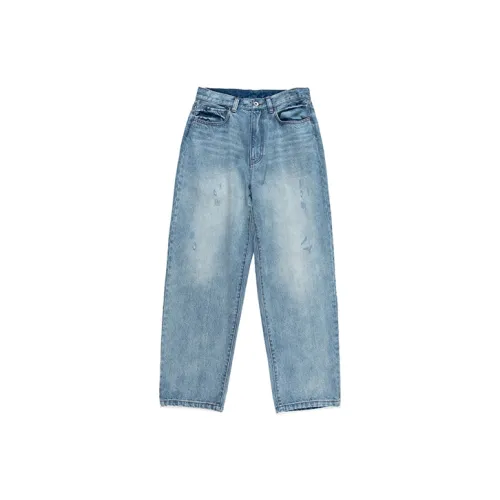 BENT IDEA Straight Jeans Men's Washed Blue