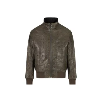 EMPORIO ARMANI Leather Jackets Men Army Green