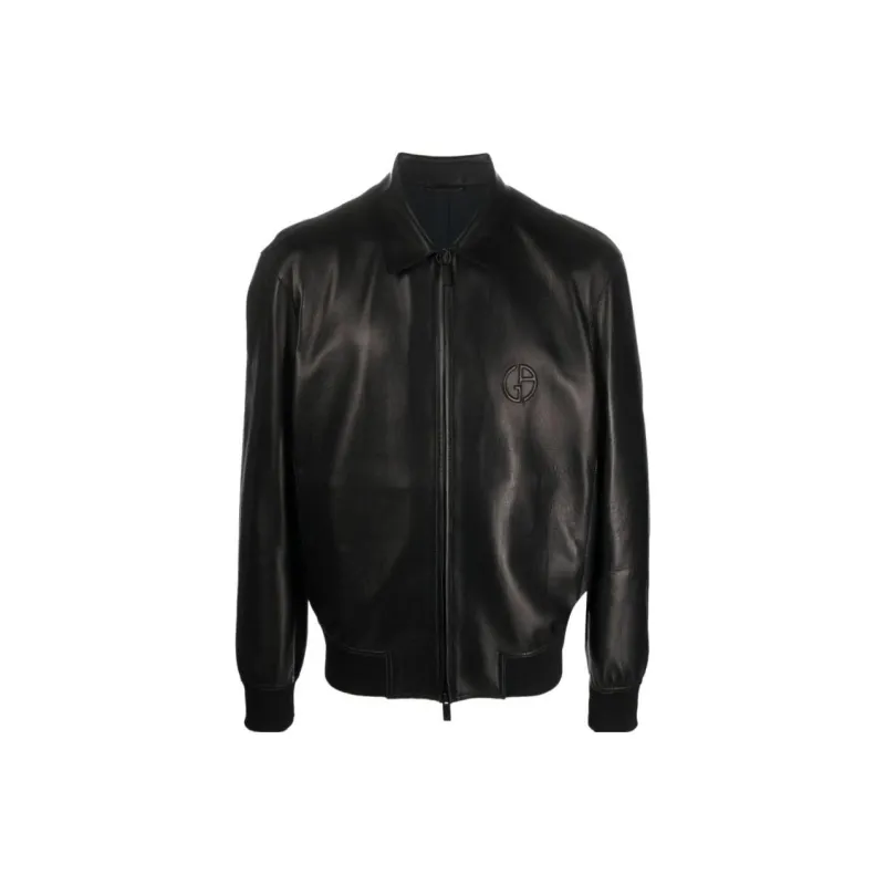GIORGIO ARMANI Leather Jackets Men Brown Black-0