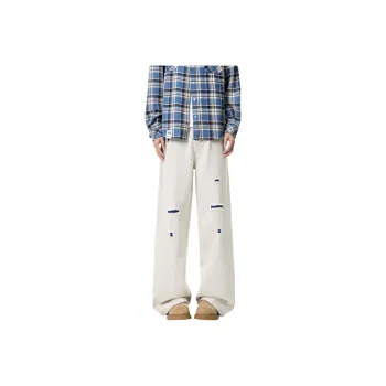 Fakeyoung Jeans Unisex Blue Yarn White Cow