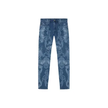 VERSACE Baroque Print Skinny Jeans