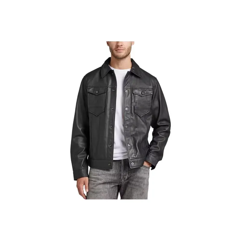 G-STAR RAW Leather Jackets Men Black-0