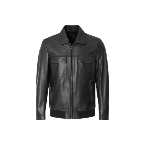 ANDREW MACKENZIE Leather Jackets Men Black