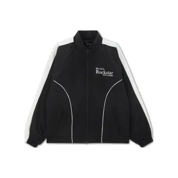 JOEGUSH My Cat Is Rockstar Nylon Track Jacket Jackets Coats Unisex Black