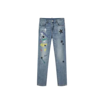 DEGAIA SS24 Jeans Men's Light Denim Blue Letter