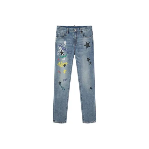 DEGAIA SS24 Jeans Men's Light Denim Blue Letter