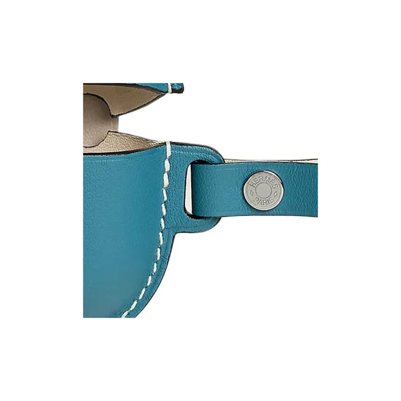 HERMES Swift Calfskin Earphone Case Unisex 75 Bley Jean Denim Blue-4