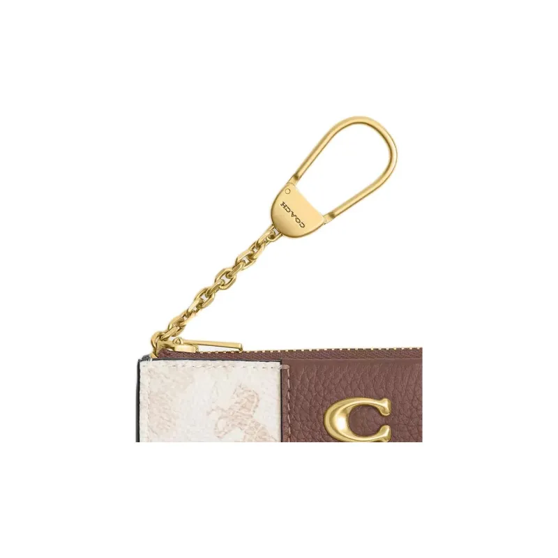 COACH Leather Key Pouch Women's Brass Plated Top With Flow Control-2