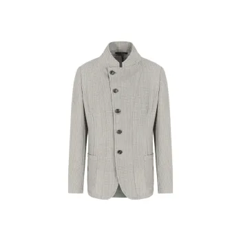 EMPORIO ARMANI Guru collar Jacket With Off centre Fastening In Armure Virgin Wool
