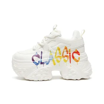 ZHR Little White Bear Abrasion Resistant Height Increasing Low Top Chunky Sneakers Women's Beige