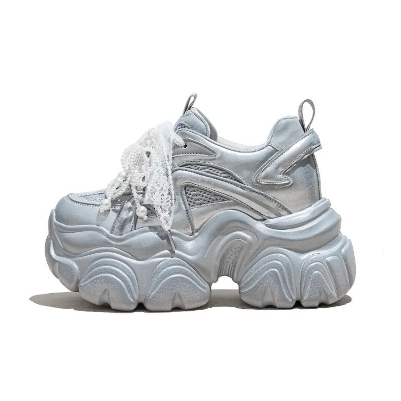 Shangjinni Abrasion Resistant Breathable Height Increasing Low Top Chunky Sneakers Women's-11