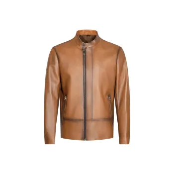 ANDREW MACKENZIE Leather Jacket Men's Coffee