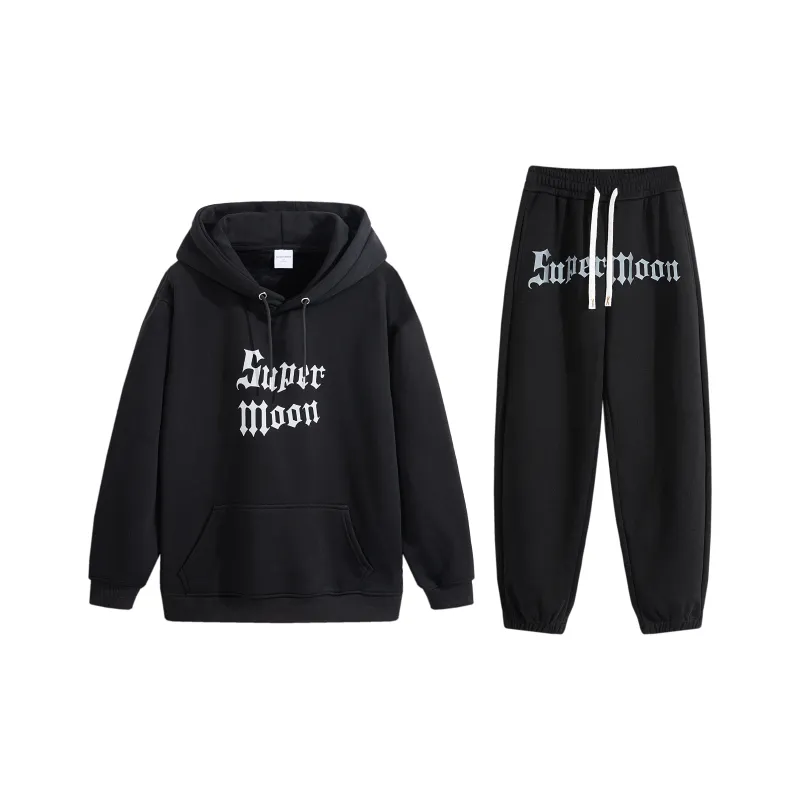 SUPERMOON Autumn And Winter Season Knitted Sports Pants Unisex Black-8