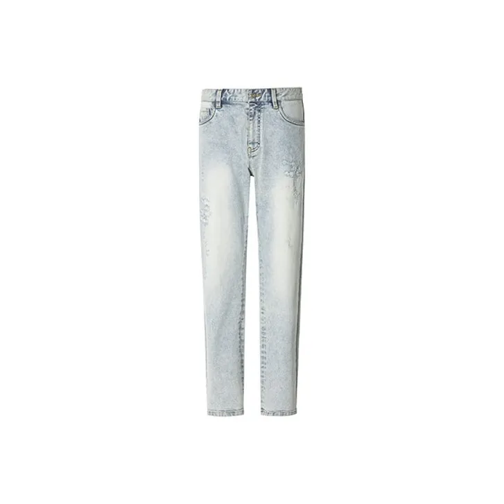 RARE FW22 Ripped Pants Jeans Men's Light Blue-0