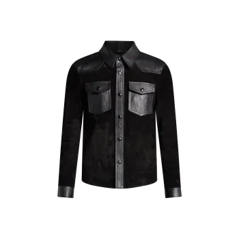 TOM FORD Leather Trim Suede Shirt