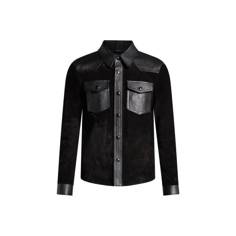 TOM FORD Leather Trim Suede Shirt-0