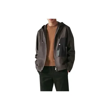 HERMES Leather Jackets Men Dark Brown