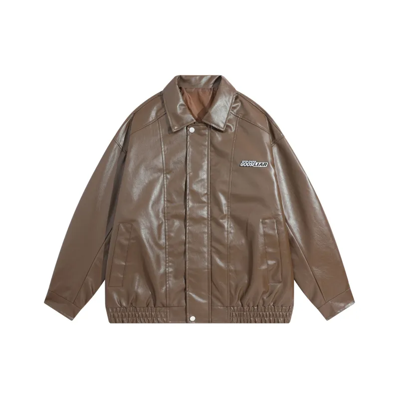 GOOSELIAR Leather Jacket Coat Motorcycle Jacket Unisex-14