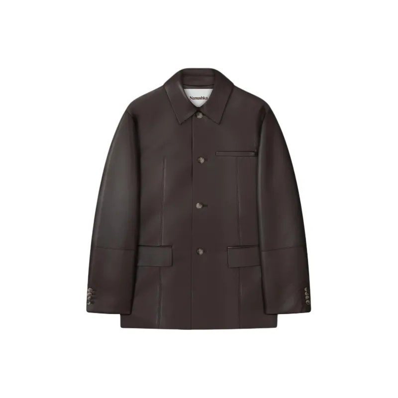 NANUSHKA Leather Jacket Men's Coffee-0