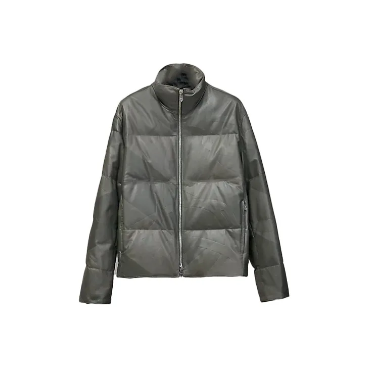 HERMES FW22 Leather Jacket Men's Charcoal Gray-0