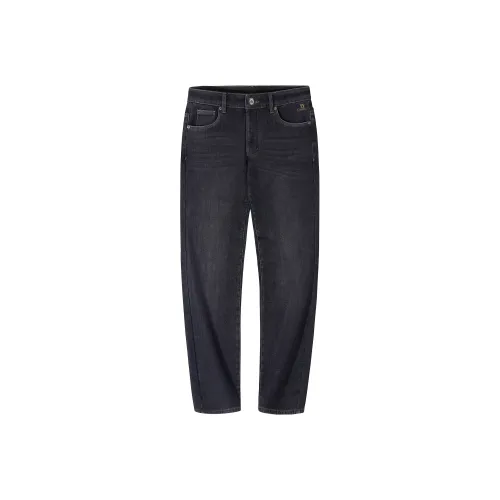 CAMEL Fleece Lined Warm Cotton Feel Stretch Washable Casual Long Silver Fox Denim Denim Men's