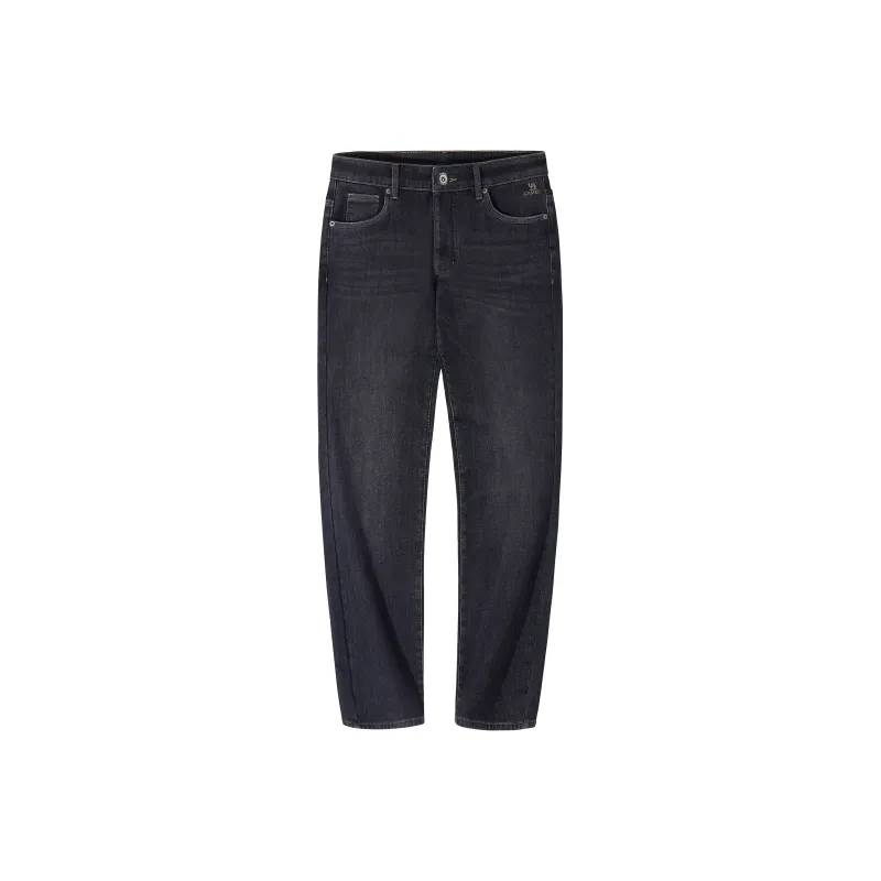 CAMEL Fleece Lined Warm Cotton Feel Stretch Washable Casual Long Silver Fox Denim Denim Men's-0