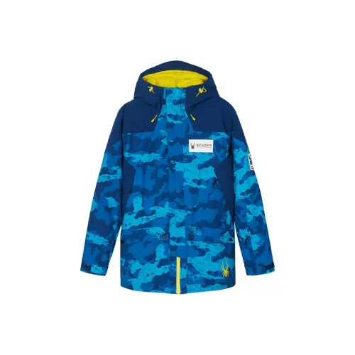 SPYDER Jackets Coats Men's Camouflage Blue And Yellow