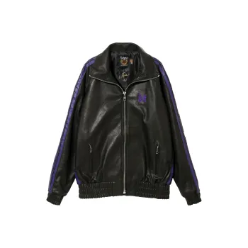 Needles X Schott Co branded FW23 Leather Jacket Unisex Black