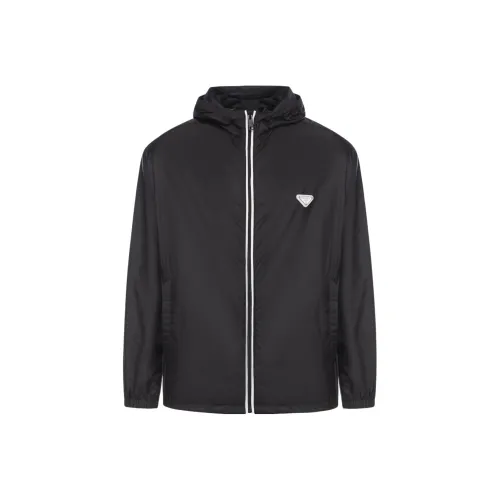 PRADA Logo Plaque Zip Up Jacket