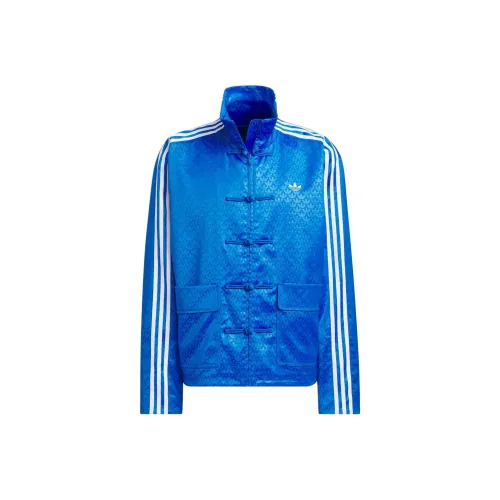 adidas originals SS24 Chinese Style Button Stand Collar Jacket Blue