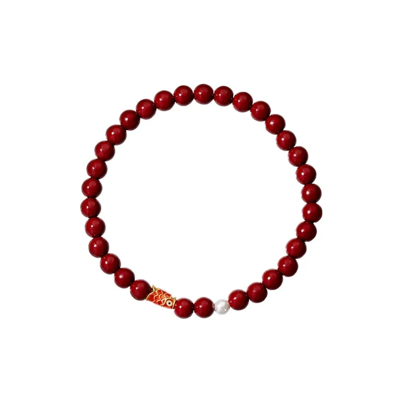 Encounter Gift Reconstructed Cinnabar Jade Bracelets Unisex-0