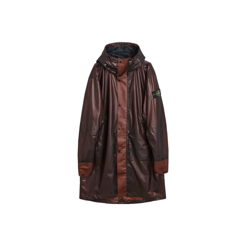 STONE ISLAND SS24 Metallic Parka Coat Men's Burgundy Red-0