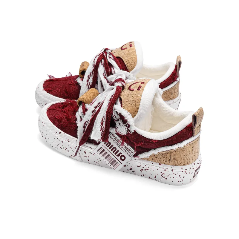 MINISO Skateboard Shoes Unisex Burgundy-4