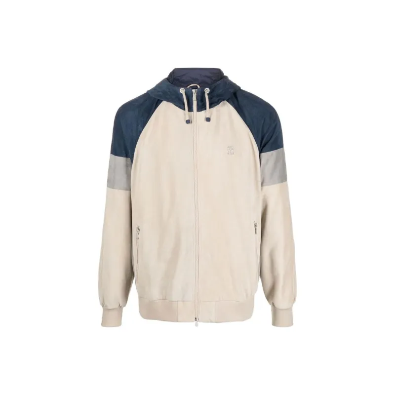 Brunello Cucinelli Leather Jackets Men Beige-0
