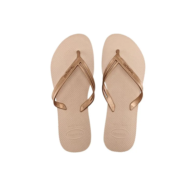 Havaianas Rubber Sole Abrasion Resistant Slip Resistant Flip Flops Women's Rose Gold-4