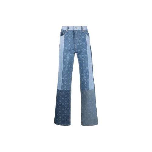 Marine Serre Patchwork-Designed Straight-Leg Jeans