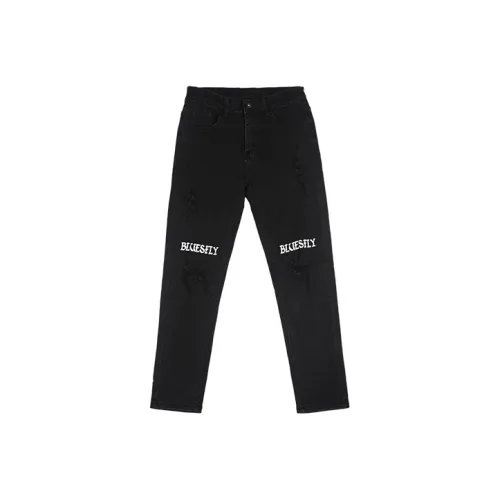 BLUESFLY SS22 Slim Fit Pants Jeans Men's Black