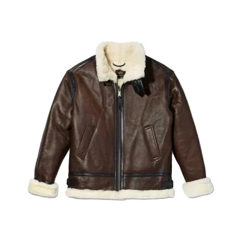 Alpha Industries Leather Jackets Men Brown