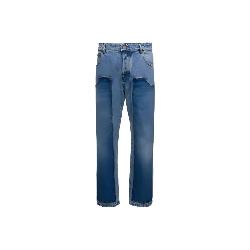 BALMAIN Patchwork Straight Leg Jeans-0