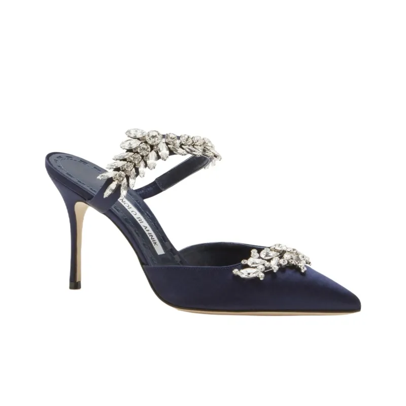 MANOLO BLAHNIK Closed Toe Slippers Women's Blue-2