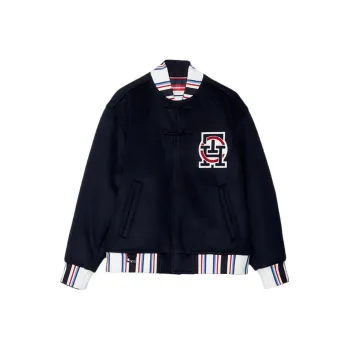 Clot X Tommy Hilfiger CLOT Co branded Model Puffer Jackets Unisex Navy Blue 0GY