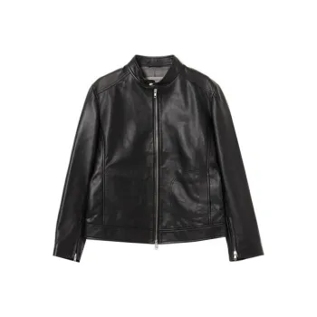 Beams Leather Jacket Men's Black