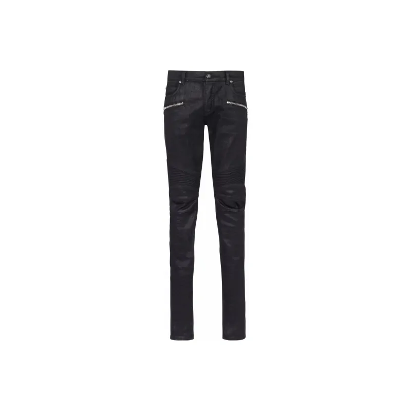 BALMAIN Coated Ribbed Slim fit Jeans-0