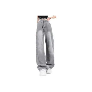 HUANQIU Jeans Unisex Black Gray Color