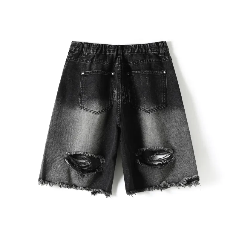 TESTUNG Denim Shorts Unisex Black-1