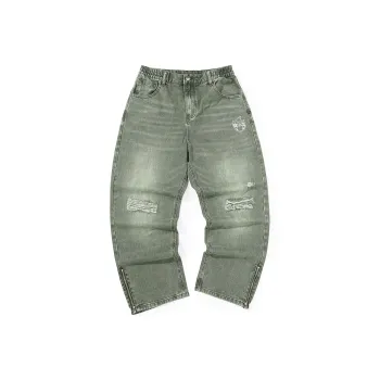 GENANX Straight Jeans Unisex Light Army Green