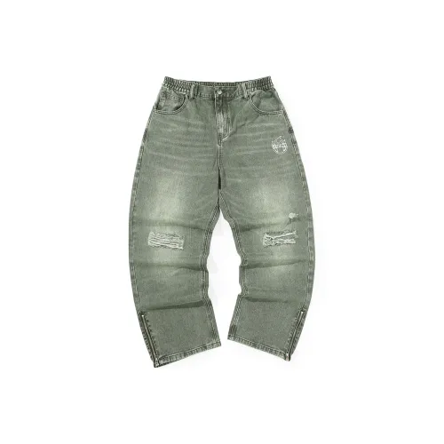 GENANX Straight Jeans Unisex Light Army Green