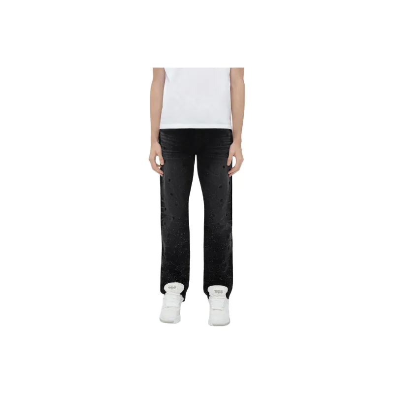 AMIRI Floral Crystal Straight Jean Jeans Men's Black-0