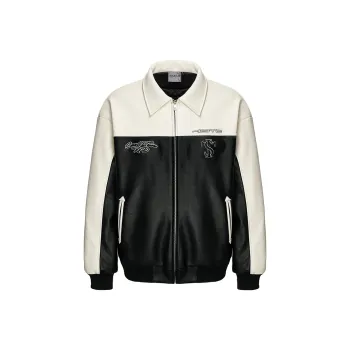 STK SMALL TOWN KID Leather Jacket Unisex Black White
