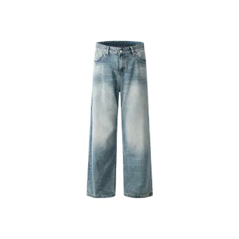 ONITSOP Distressed Vintage Cat Eared Jeans Unisex Light Blue